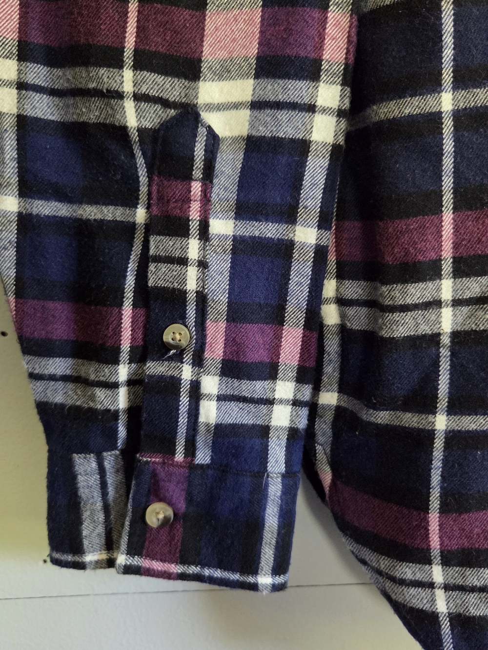JACH'S Girlfriend New York Plaid Flannel Button-Up Shirt Blue Pink White M - Picture 3 of 8